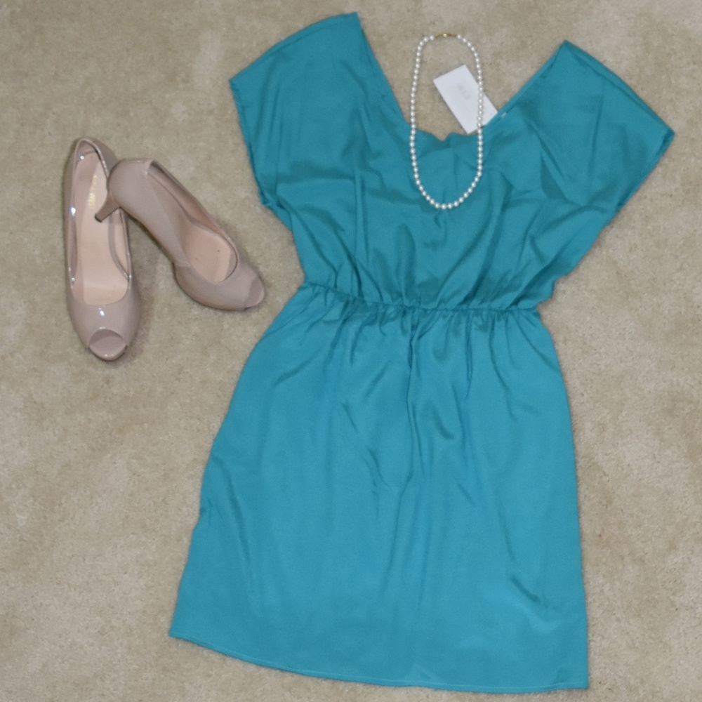 Blue Open Back Dress in Size L